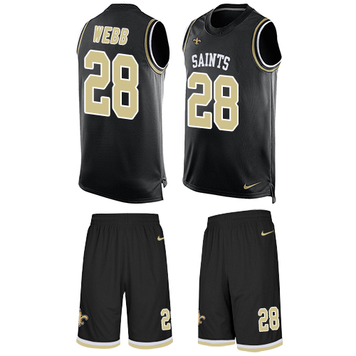 Men's Limited B.W. Webb Nike Jersey Black - #28 Tank Top Suit NFL New Orleans Saints